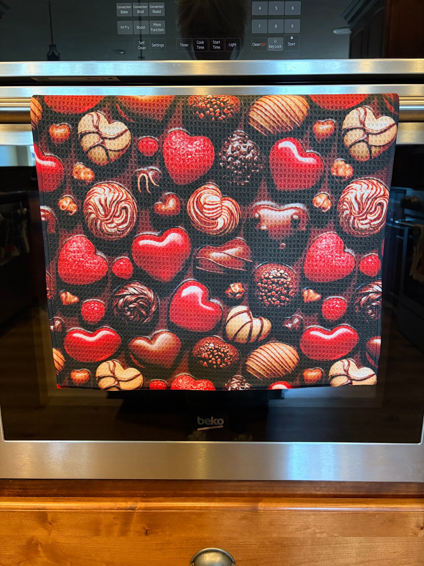 Chocolate Hearts Waffle Kitchen Towel