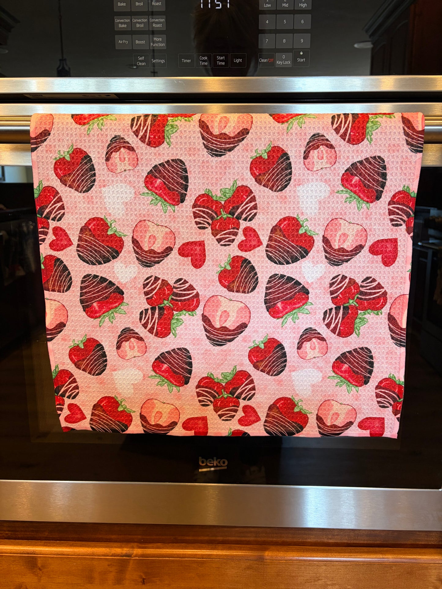 Chocolate Dipped Strawberries Waffle Kitchen Towel