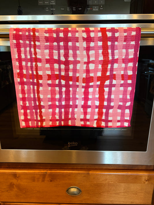 Valentine Plaid Waffle Kitchen Towel