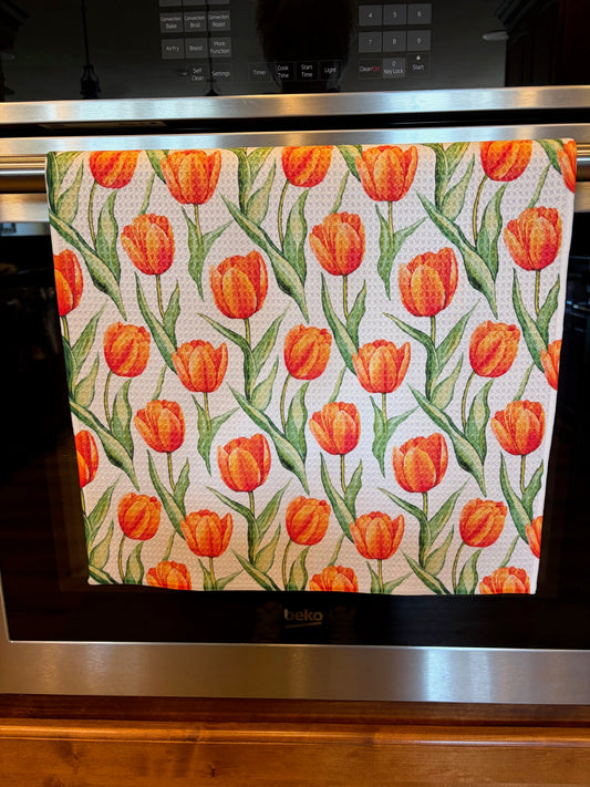 Tulips Waffle Kitchen Towel