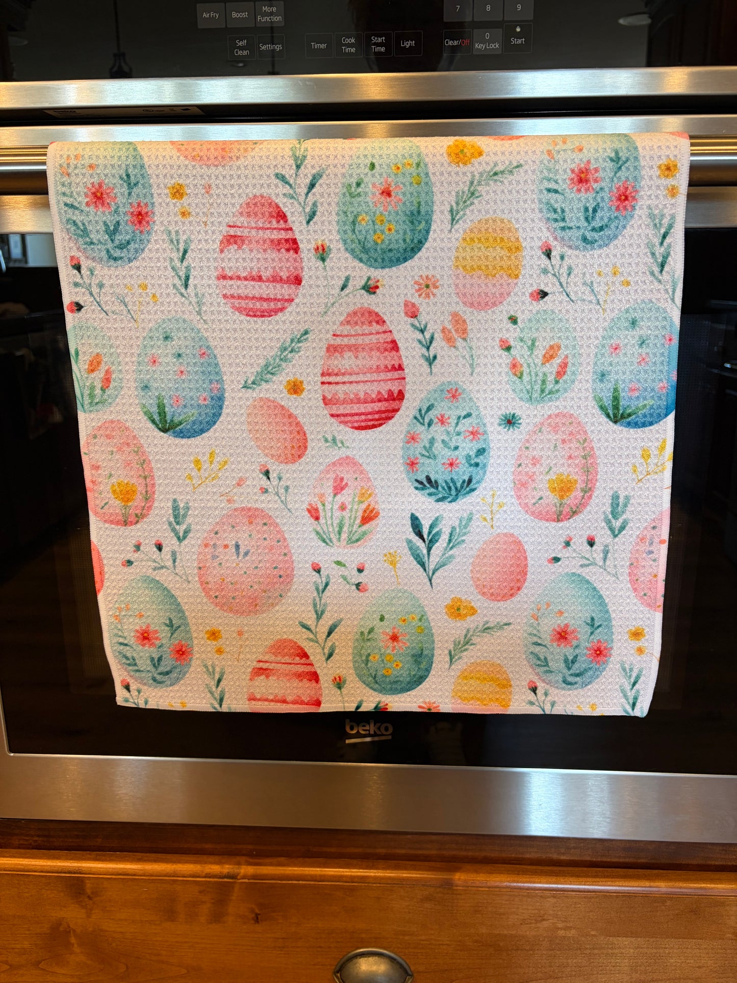 Pastel Easter Eggs Waffle Kitchen Towel