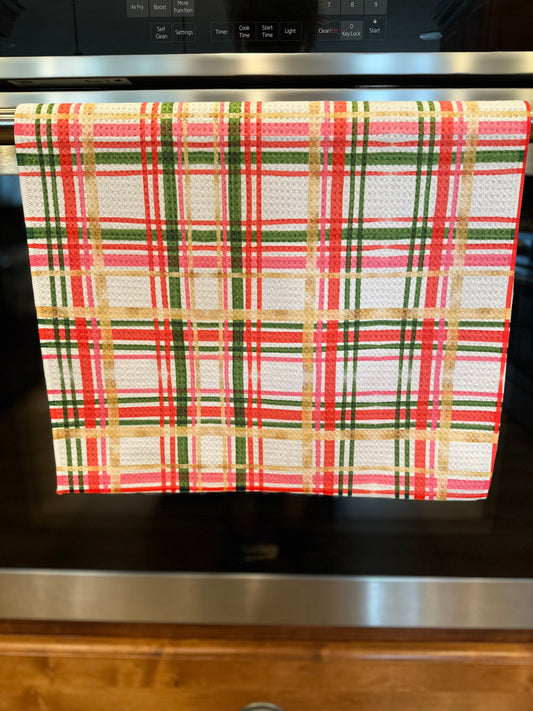 Christmas Plaid Waffle Kitchen Towel
