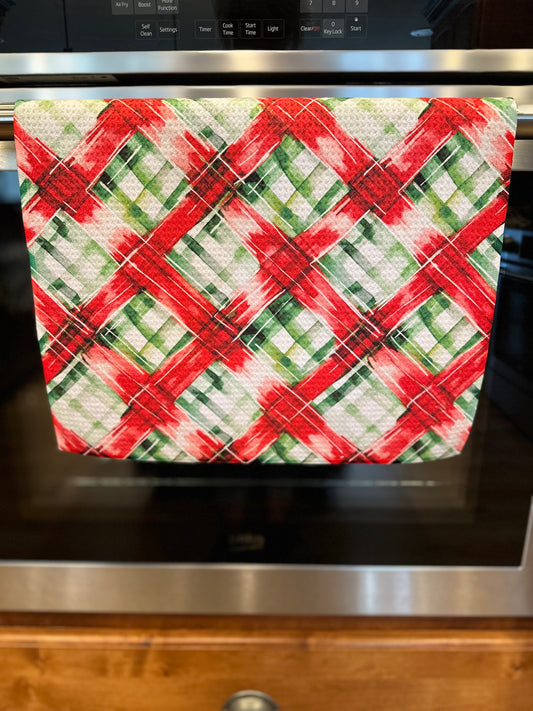 Red & Green Plaid Waffle Kitchen Towel