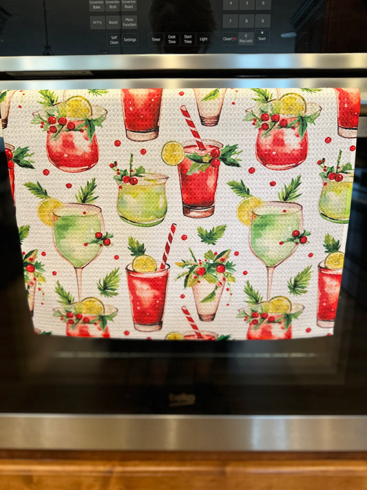 Christmas cocktails Waffle Kitchen Towel