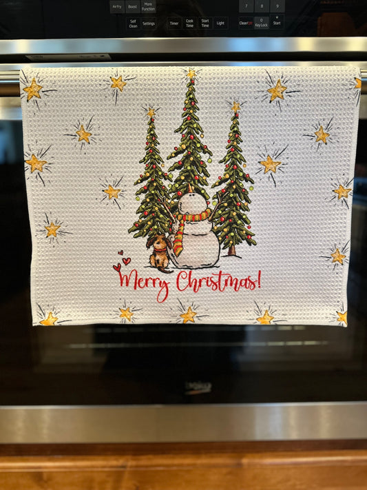 Merry christmas Waffle Kitchen Towel