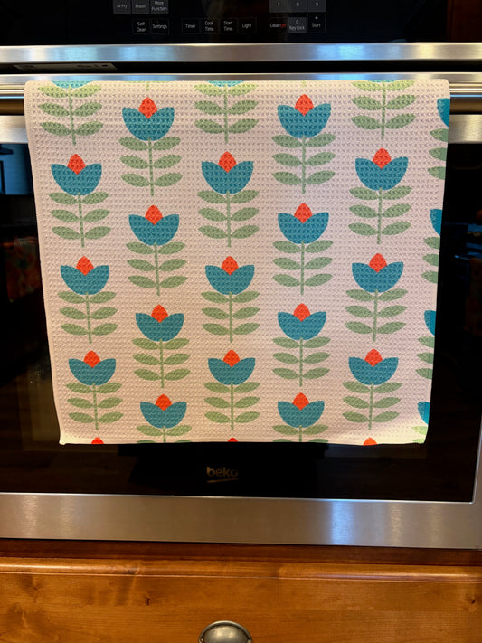 Scandinavian Flower Waffle Kitchen Towel