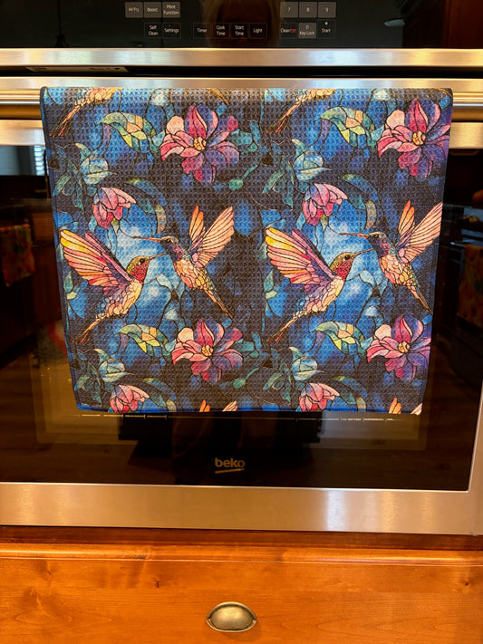 Colorful Hummingbirds Waffle Kitchen Towel