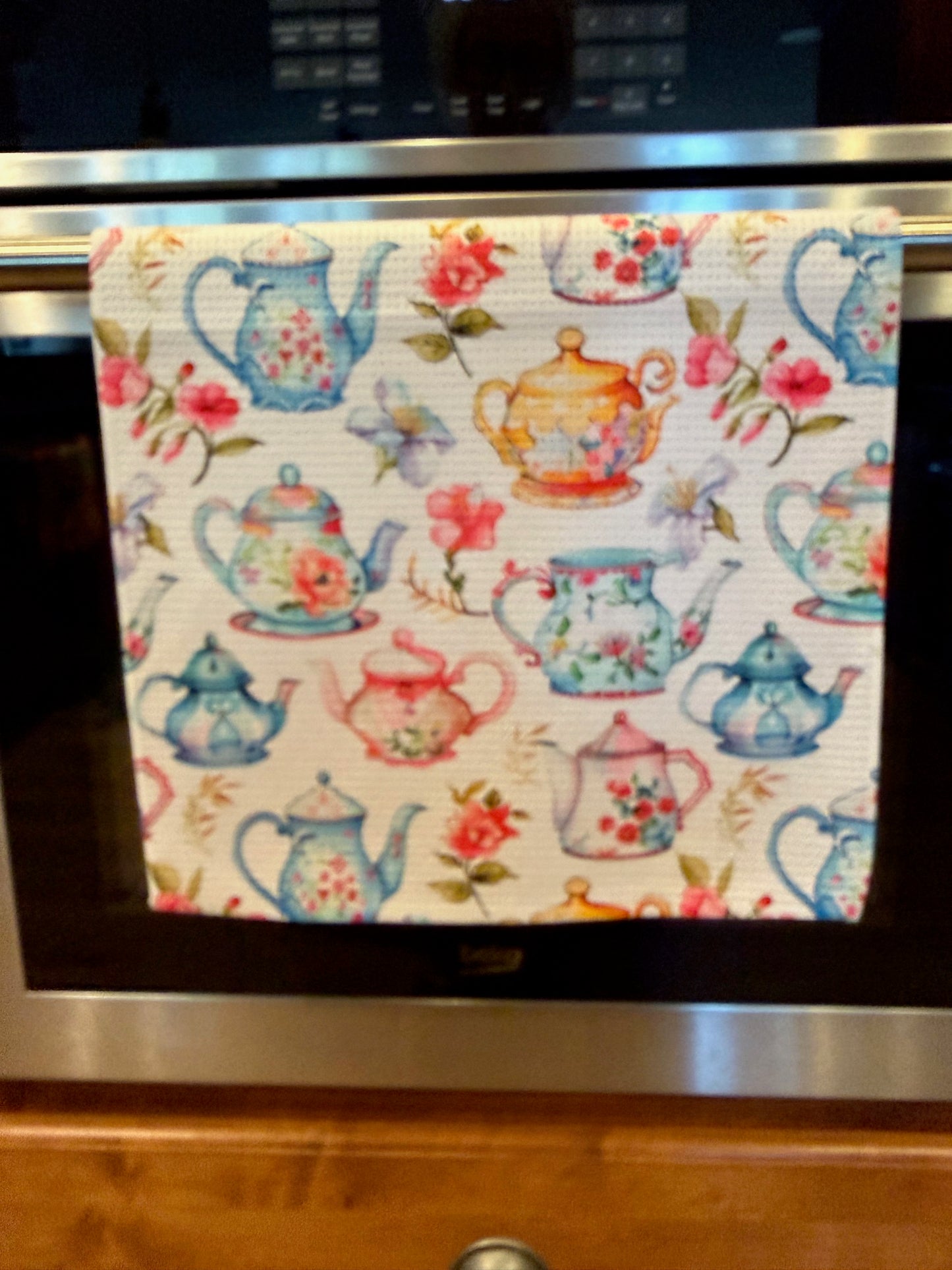 Tea Pots Waffle Kitchen Towel