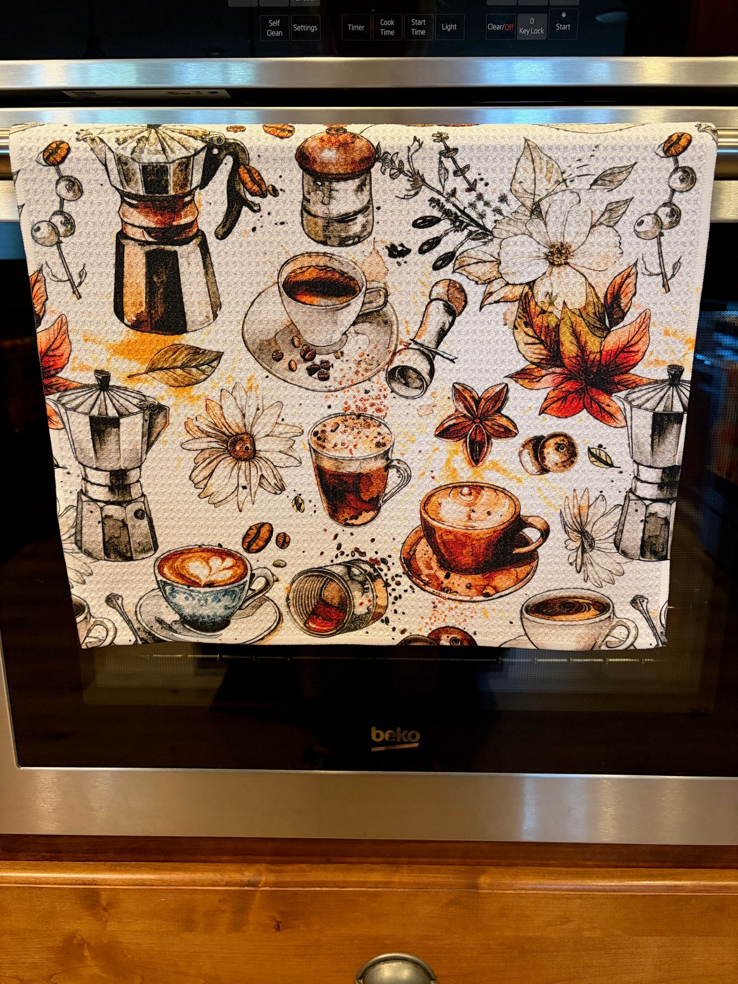 Coffee Time Waffle Kitchen Towel