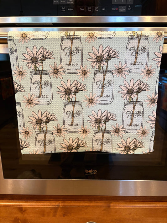 Flowers & a Jar Waffle Kitchen Towel