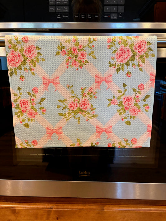 Roses & Bows Waffle Kitchen Towel