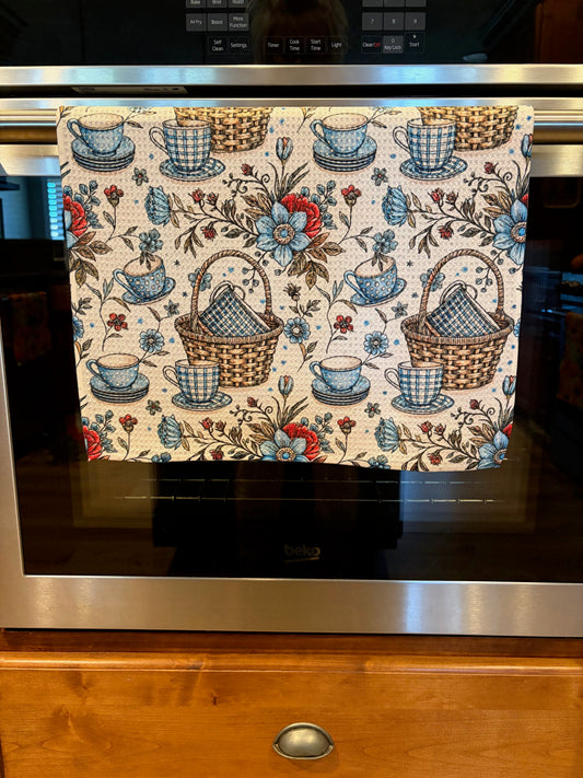 Lets Have Tea Waffle Kitchen Towel