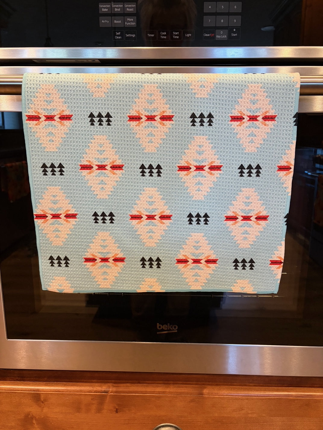 Blue Tribal Waffle Kitchen Towel