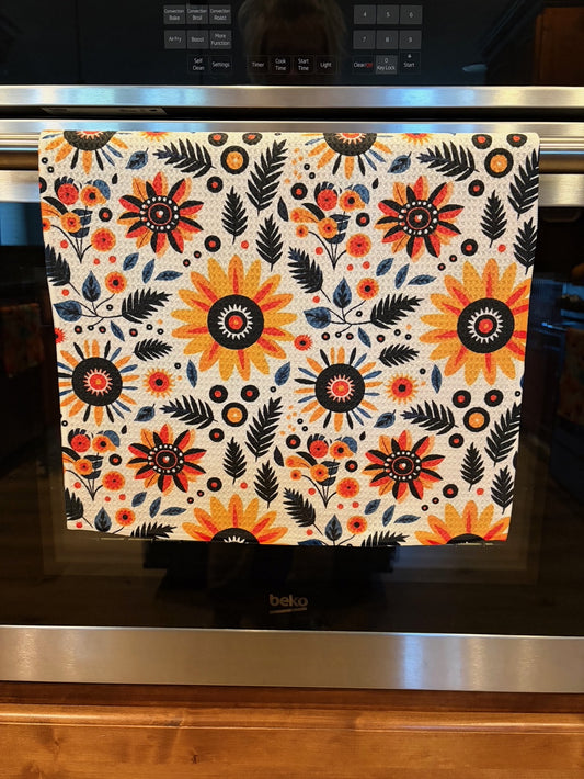 Bold Flowers Waffle Kitchen Towel
