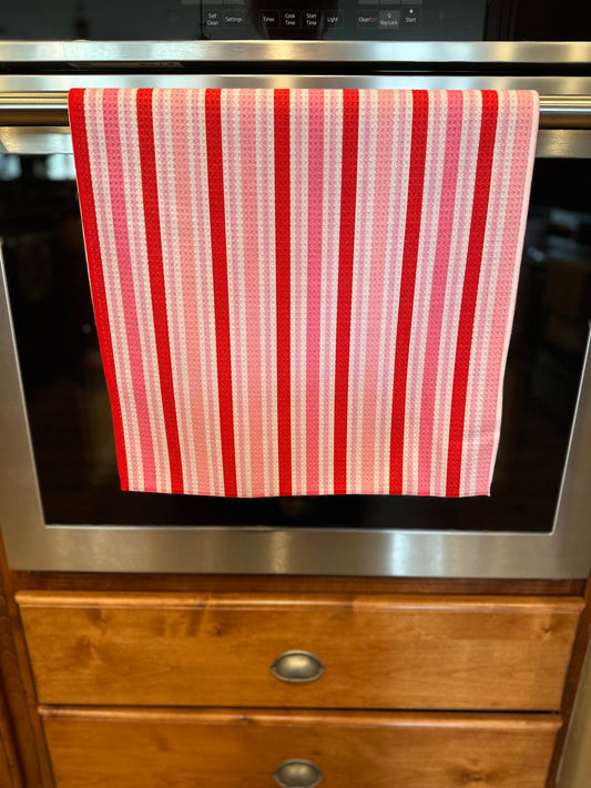 Valentine stripe waffle kitchen towel