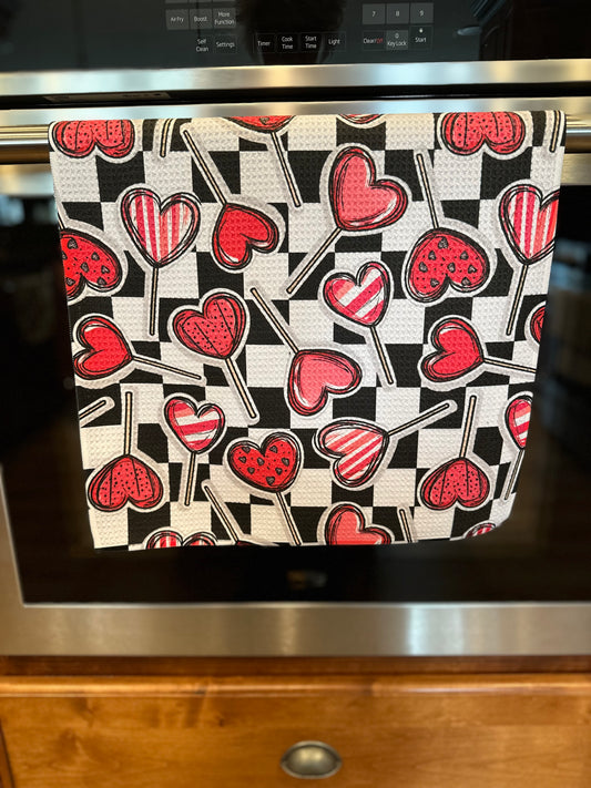 Heart suckers waffle kitchen towel