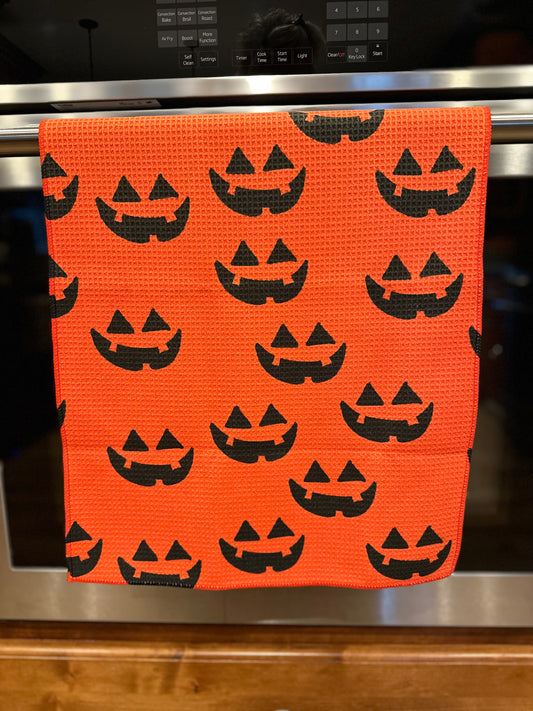 Jack-0-Lantern Waffle Kitchen Towel