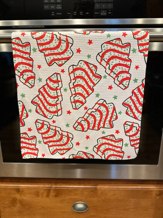 Christmas Cake Waffle Kitchen Towel