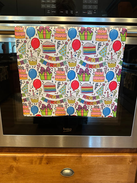 Happy Birthday Waffle Kitchen Towel