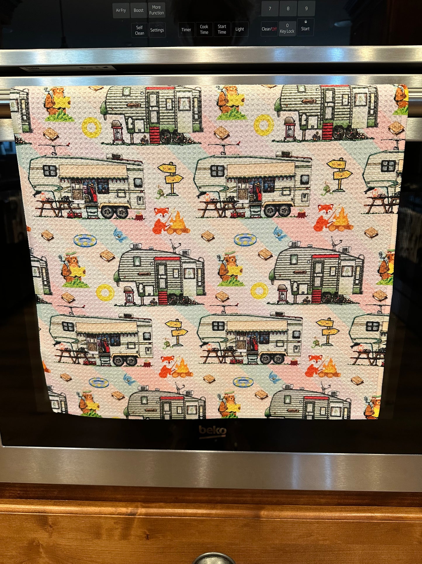 Camping Party Waffle Kitchen Towel