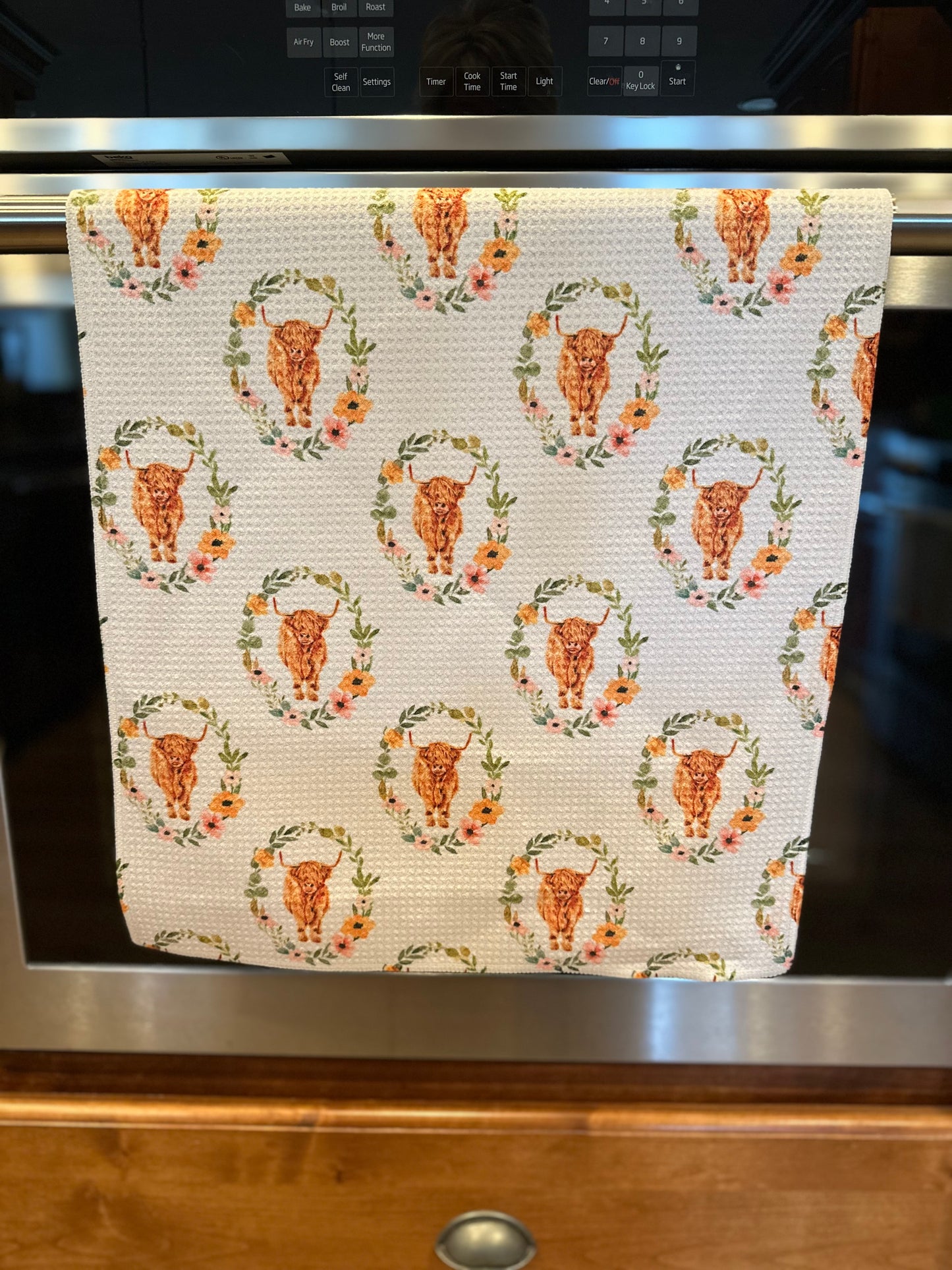 Highland Cow Waffle Kitchen Towel