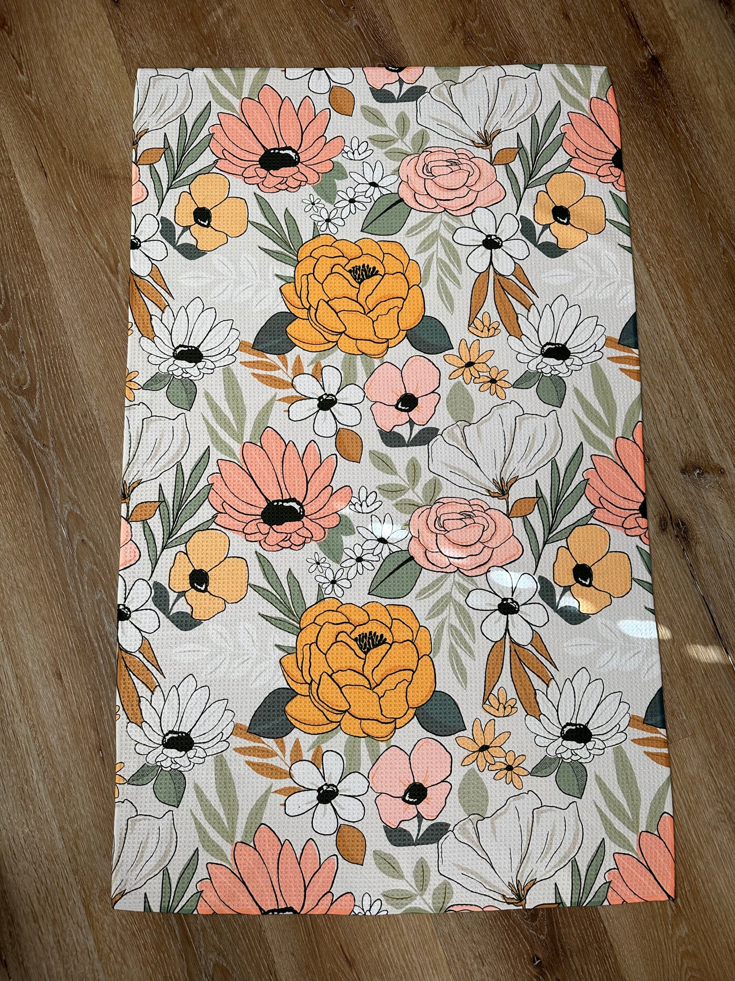 Autumn Floral Waffle Hair towel