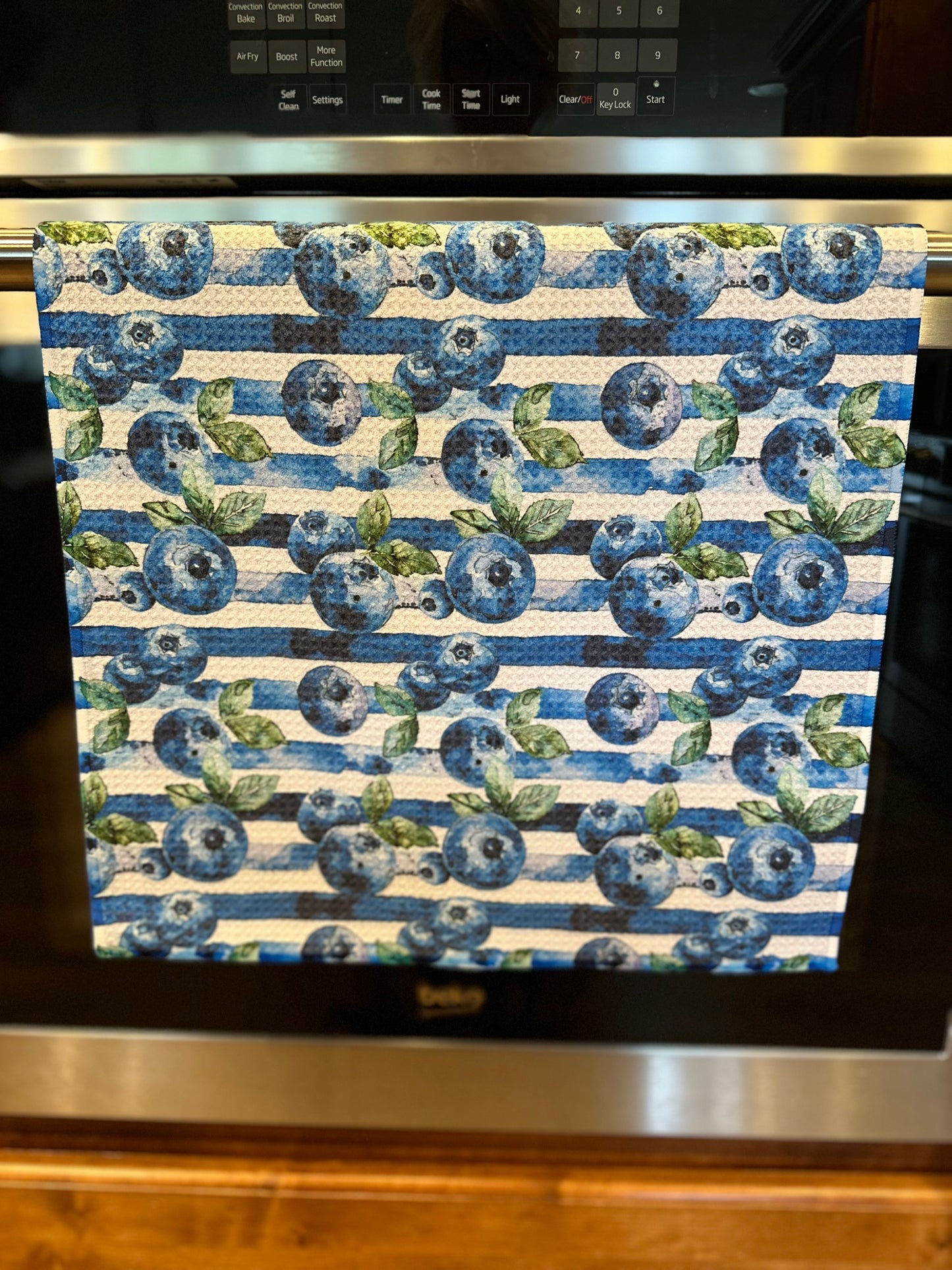 Blueberry's & Stripes Waffle Kitchen Towel