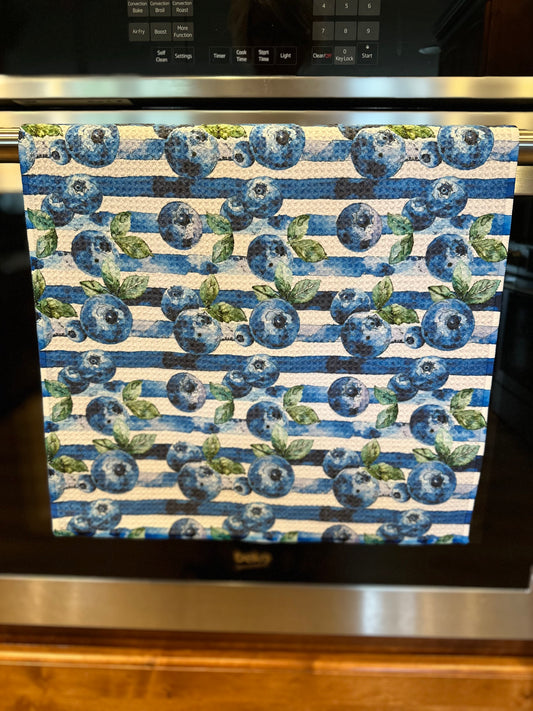 Blueberry's & Stripes Waffle Kitchen Towel