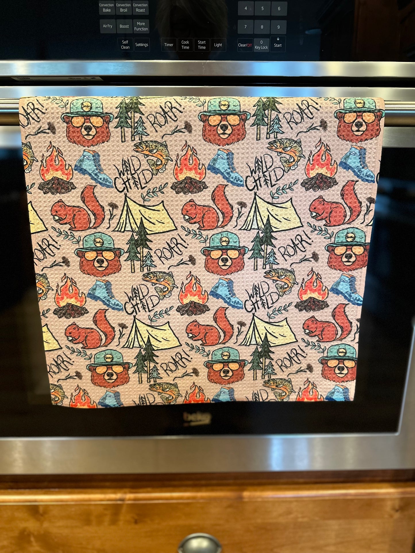 Roar Camping Waffle Kitchen Towel