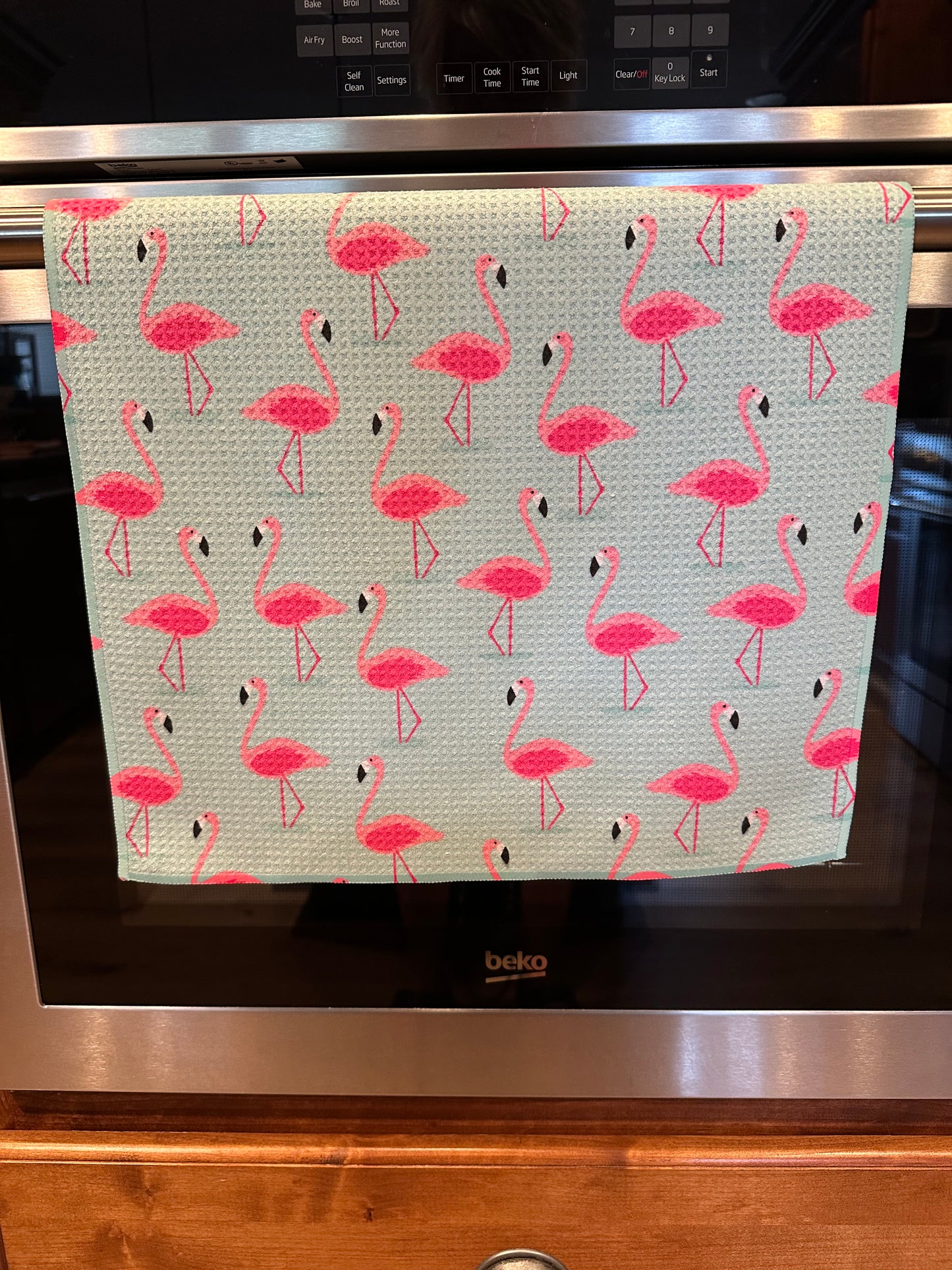 Flamingos Waffle Kitchen Towel