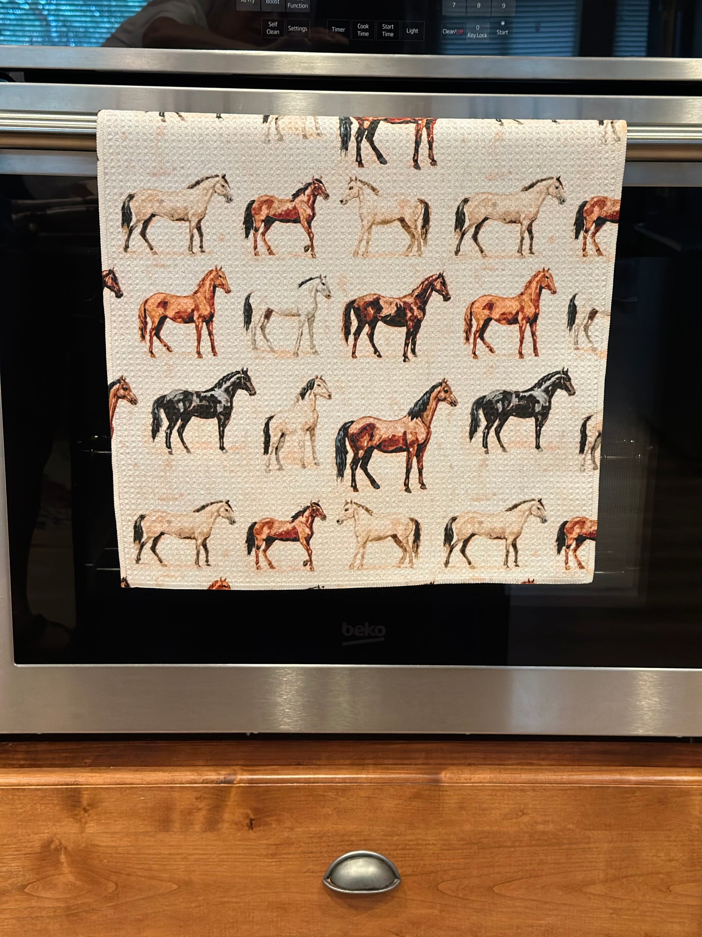 Horses Waffle Kitchen Towel