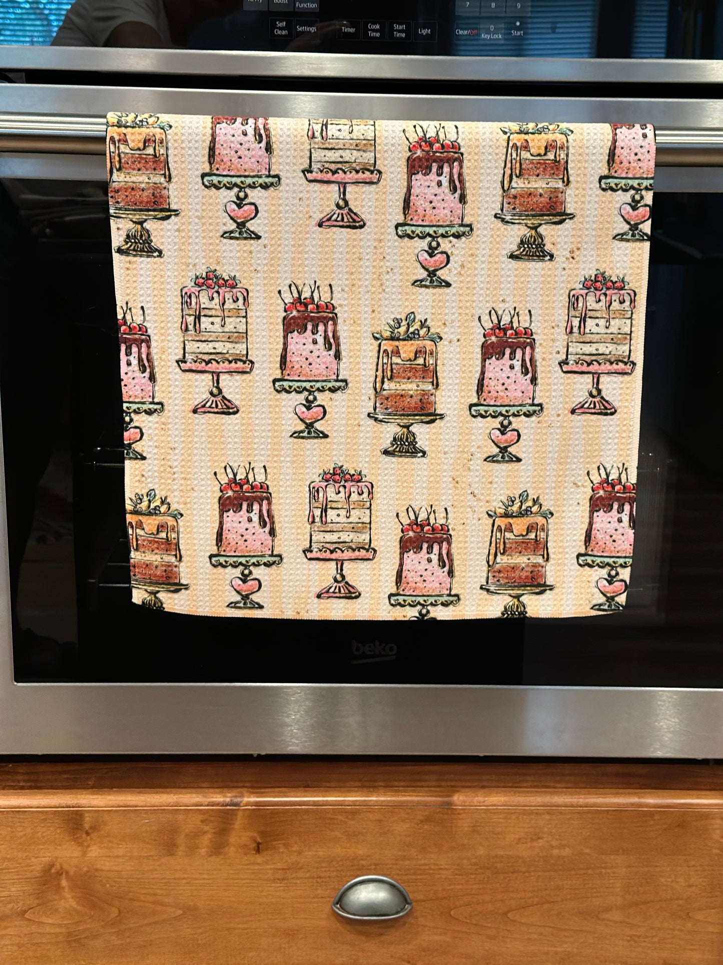 Let's Eat Cake Waffle Kitchen Towel