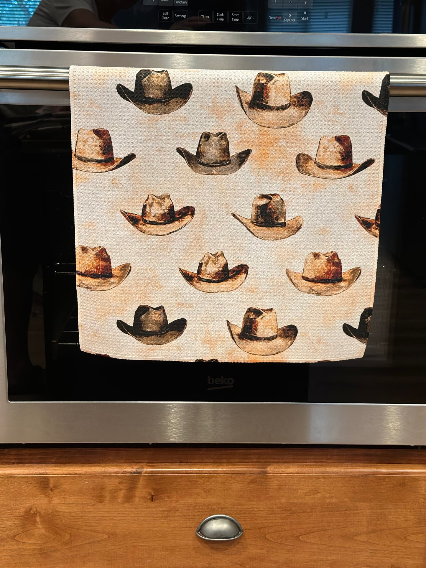Cowboy Hats Waffle kitchen towel