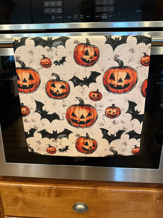 Bats & Jack-O-Lanterns Waffle Kitchen Towel