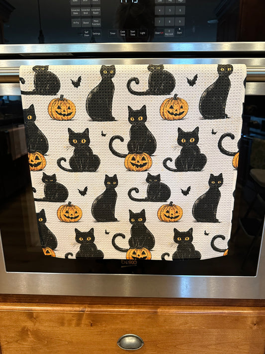 Black Cats & Jack Waffle Kitchen Towel