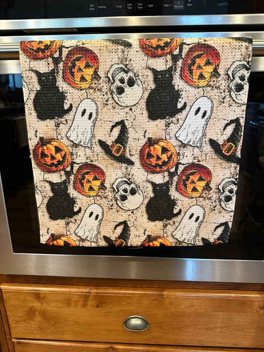 Ghosts, Cats, Skulls & Jack Waffle Kitchen Towel