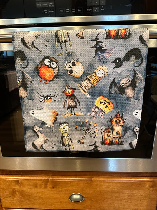 Horror Halloween Characters Waffle Kitchen Towel