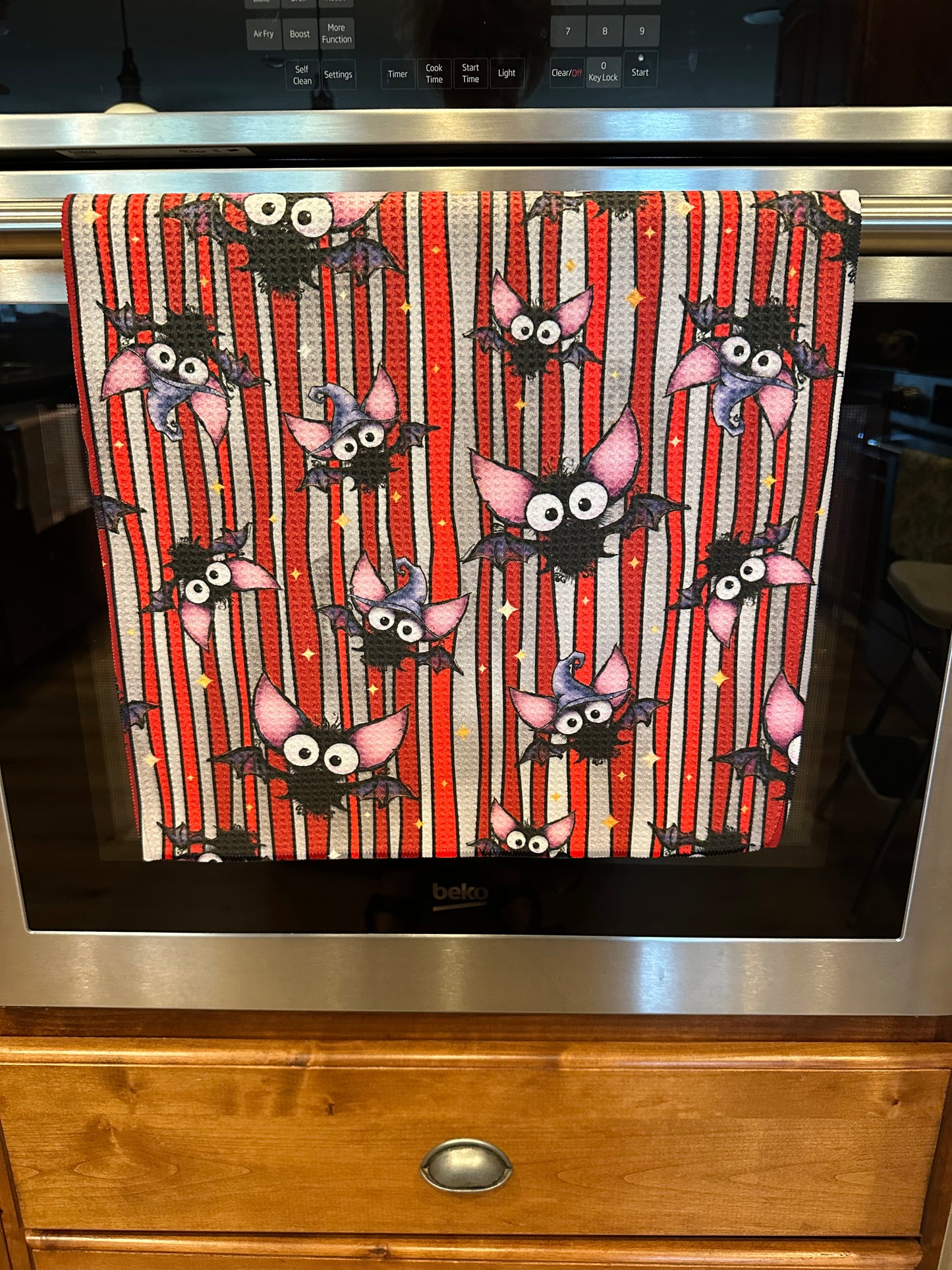 Bats With Hats Waffle Kitchen Towel