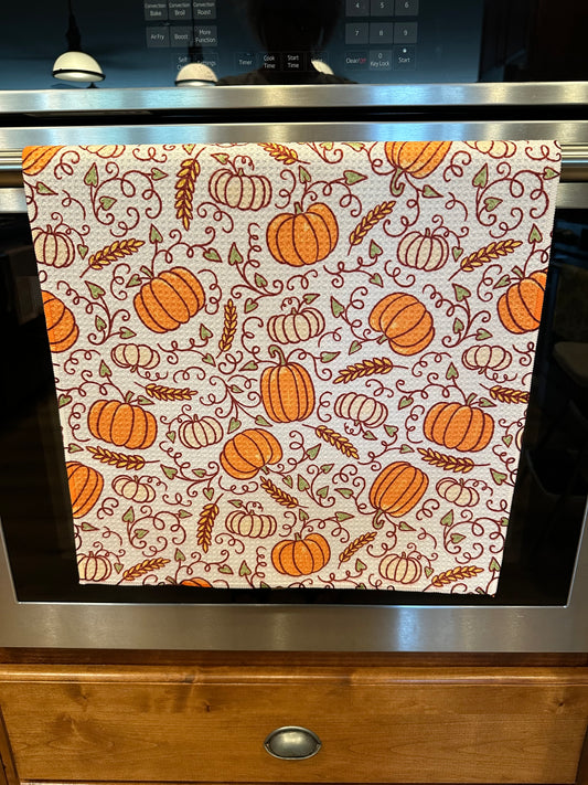 Pumpkin Patch Waffle Kitchen Towel