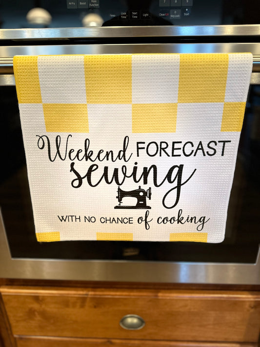 Weekend forecast waffle kitchen towel