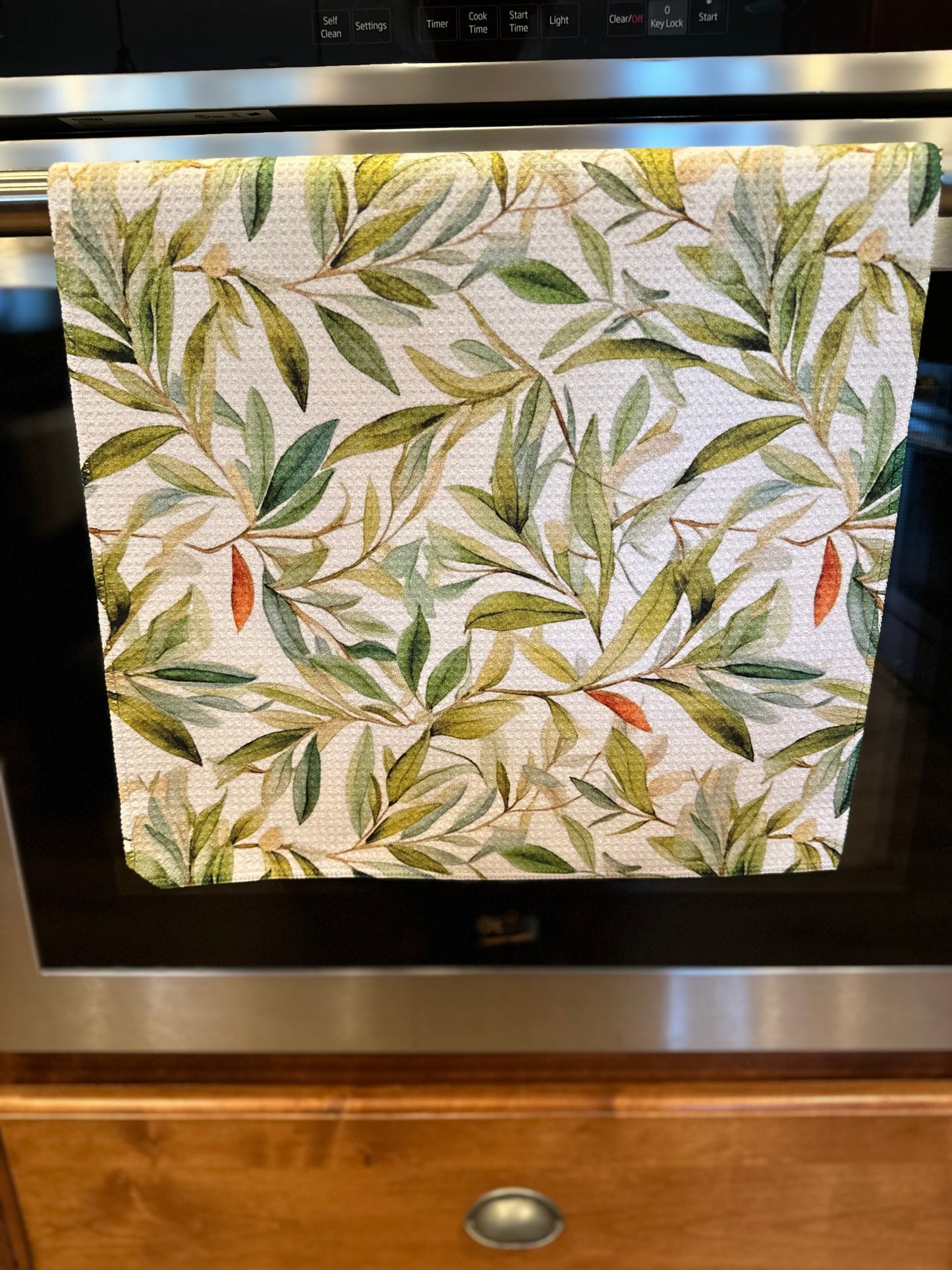 Bay leaf waffle kitchen towel