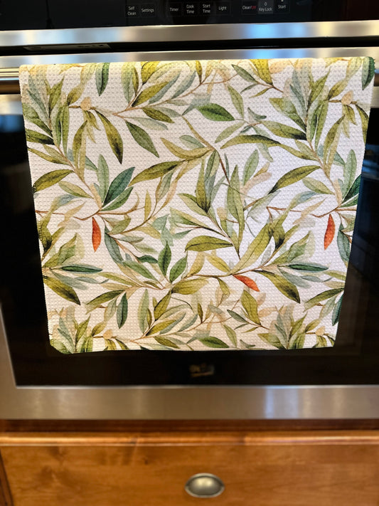 Bay leaf waffle kitchen towel