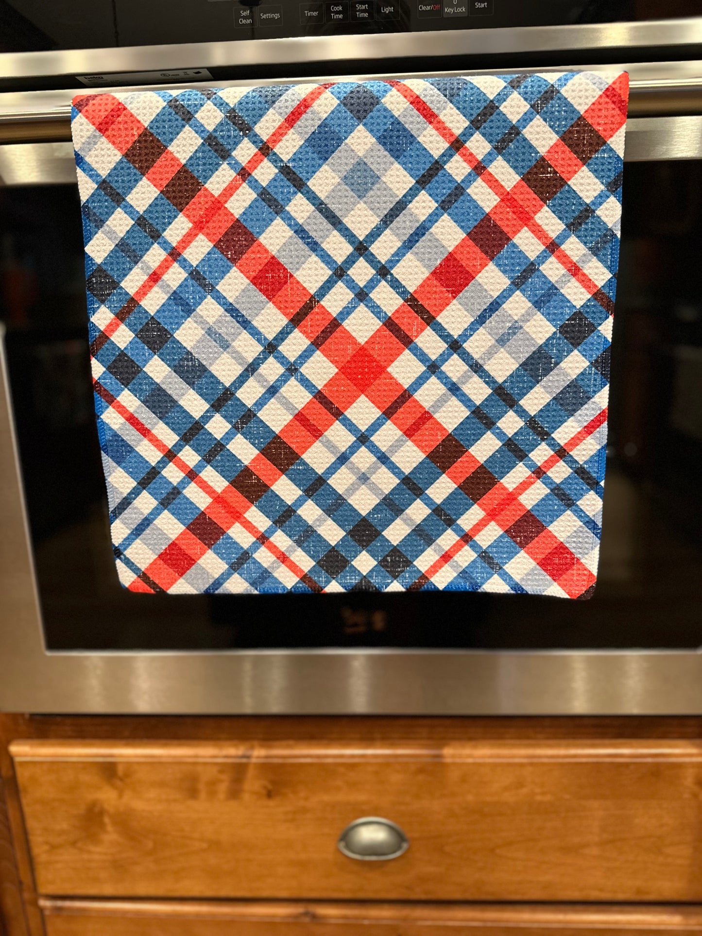 Patriotic plaid Waffle Kitchen Towel