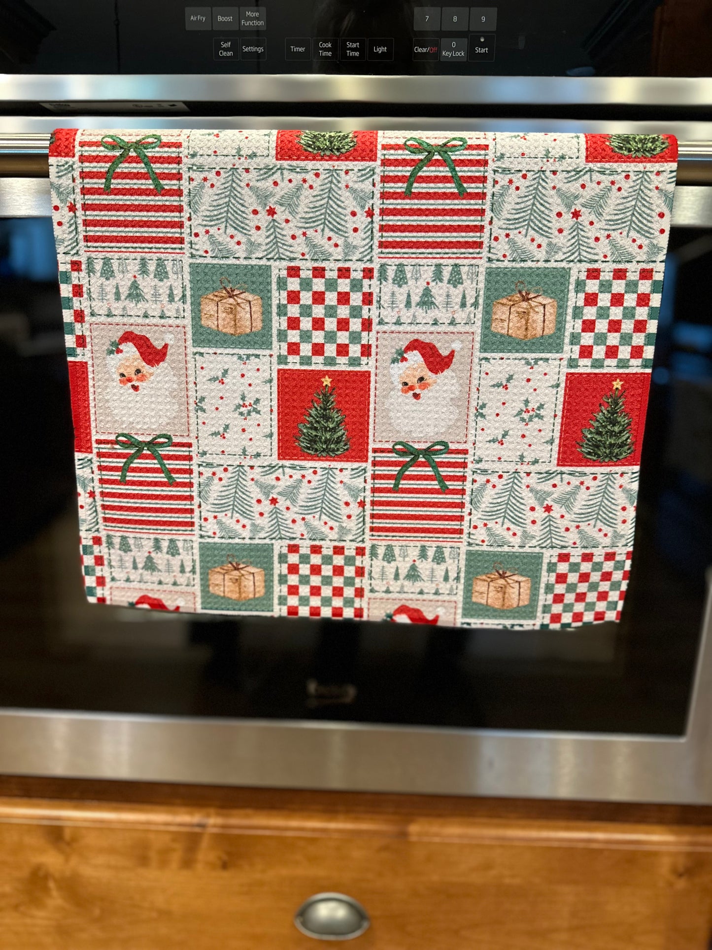 Christmas Patchwork Waffle Kitchen Towel