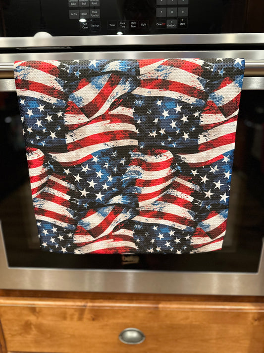 USA Flag Waffle Kitchen Towel