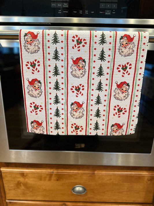 Ho Ho Ho Stripe Waffle Kitchen Towel