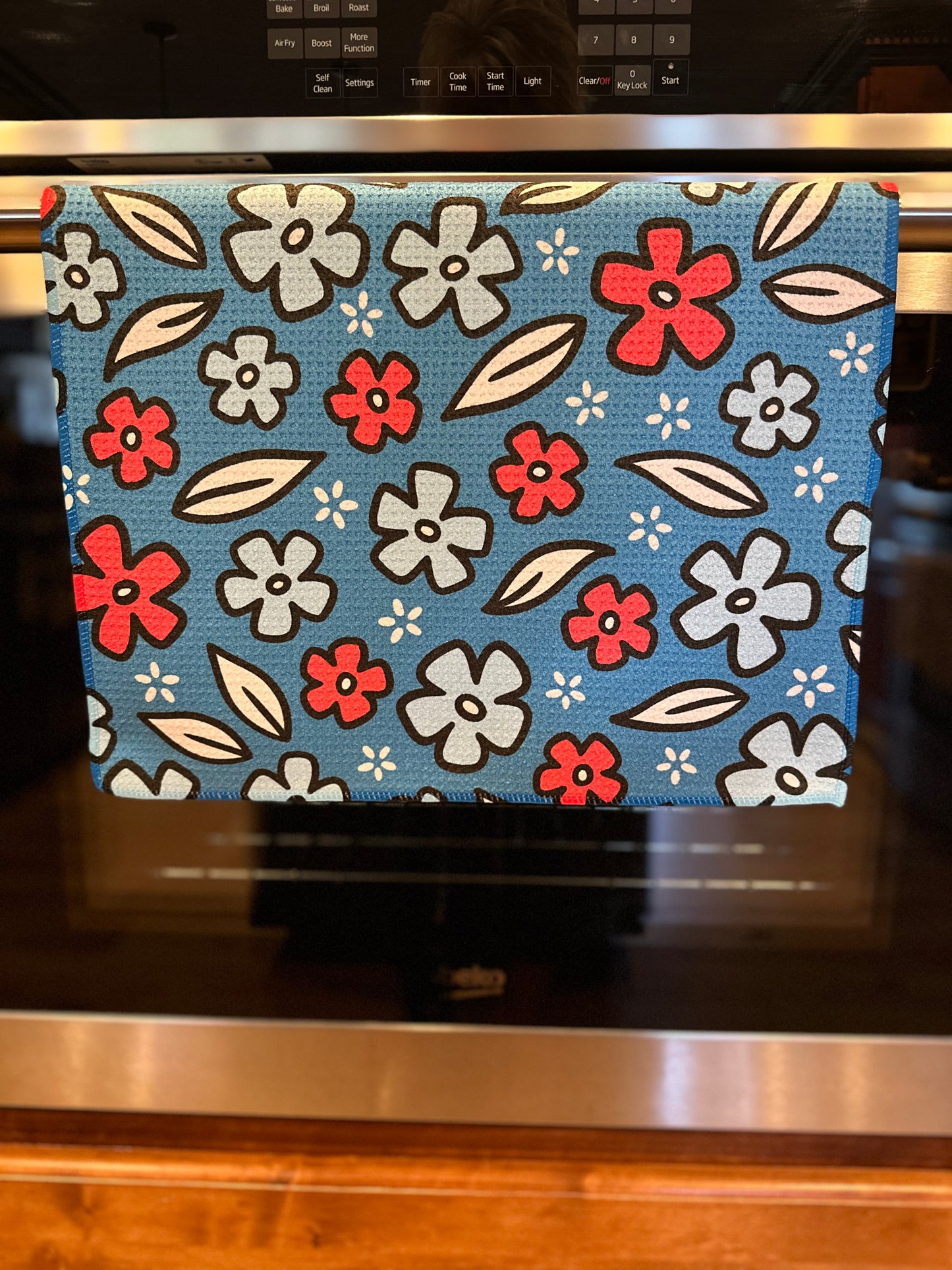 4th of July floral Waffle kitchen towel