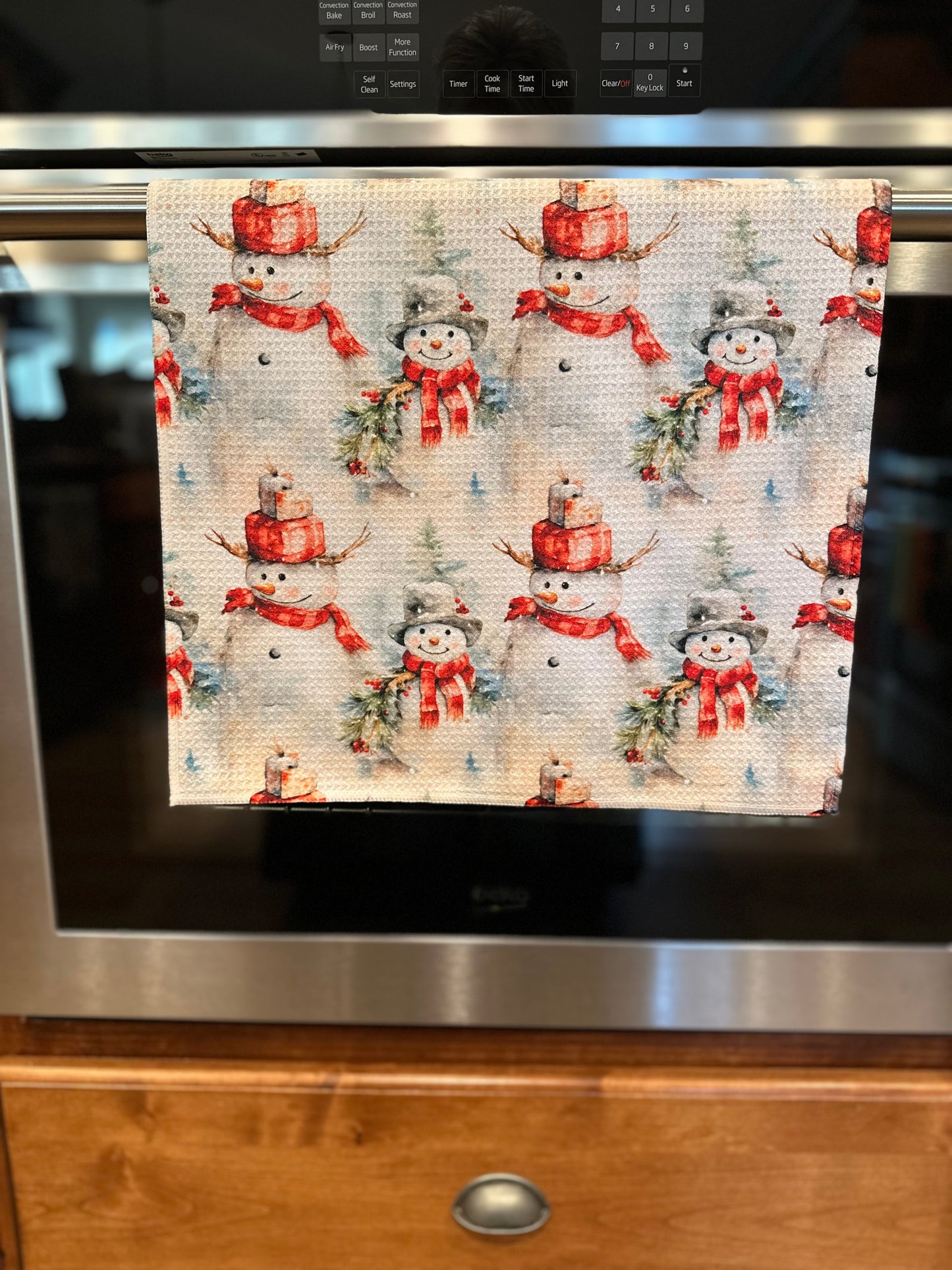 Mr Snowman Waffle Kitchen Towel