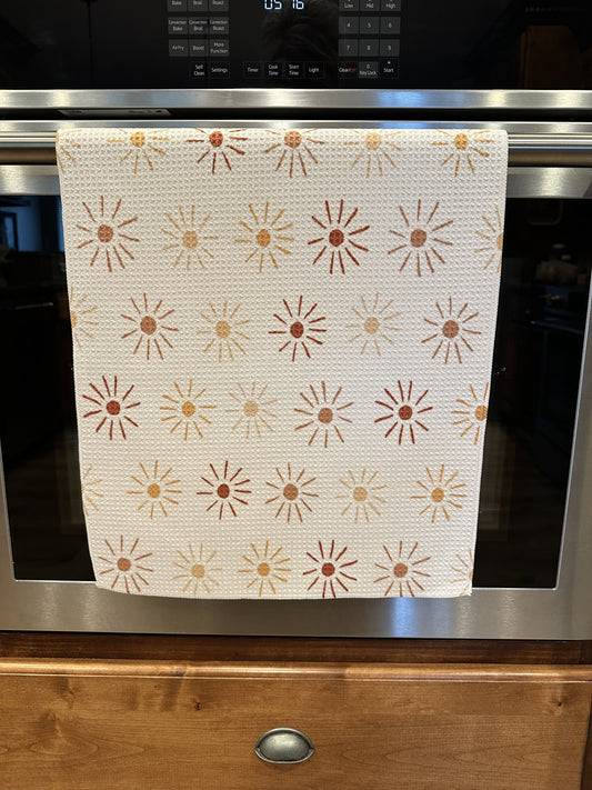 Neutral Sun Rays Waffle kitchen towel