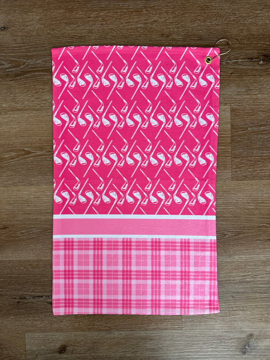 Pink clubs & Plaid Sports Towel